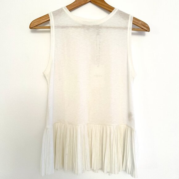 THEORY SHEER IVORY DRAPY PLEATS PEPLUM TOP -SIZE SMALL - Picture 1 of 7